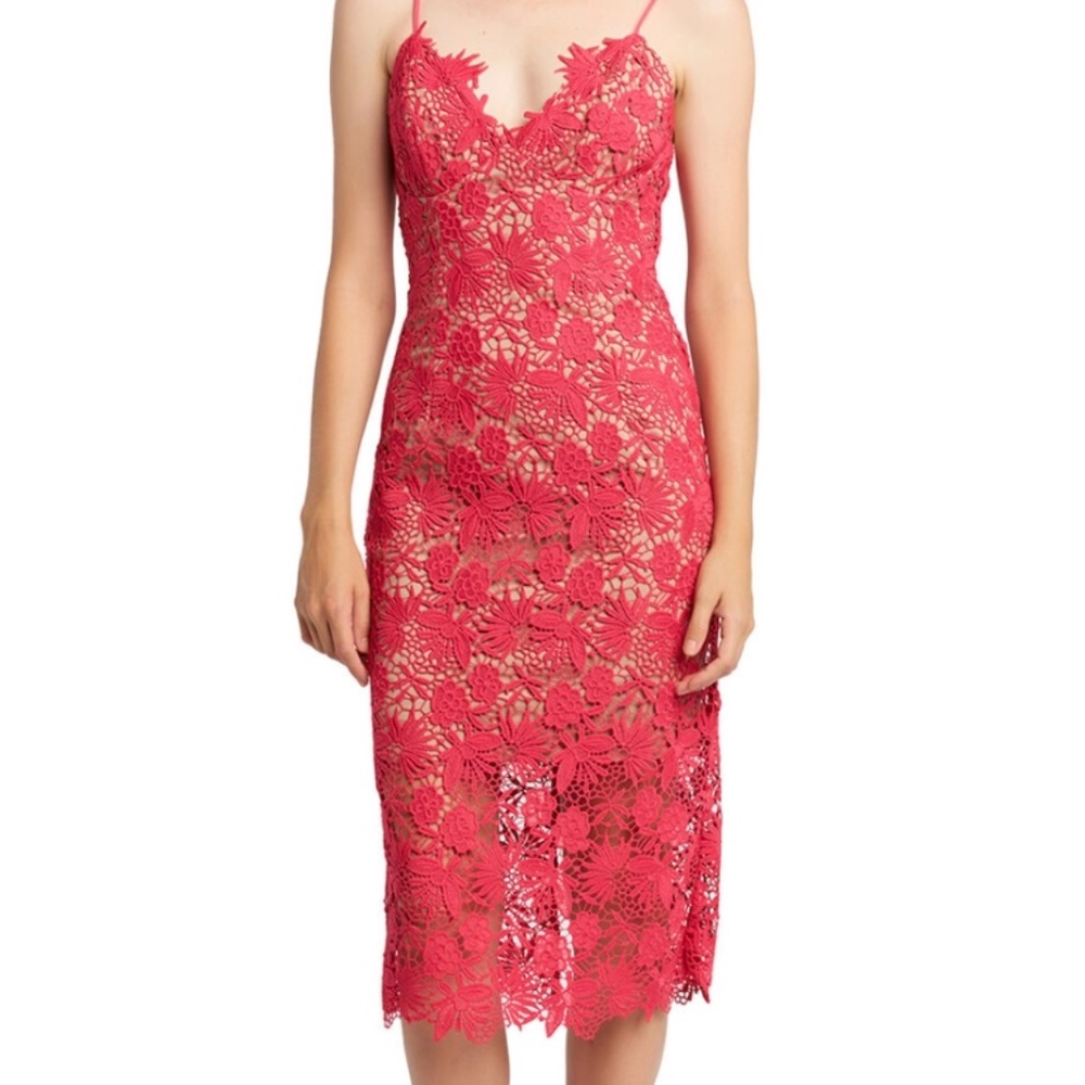 BARDOT TAYLA LACE DRESS IN BEETROOT